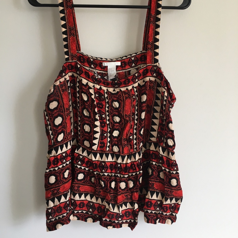 Aztec Print Relaxed/Boxy Peplum Tank